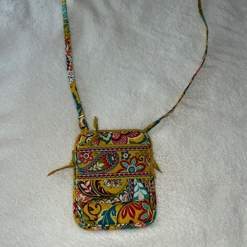 Yellow pastel pattern Vera Bradley cross body bag